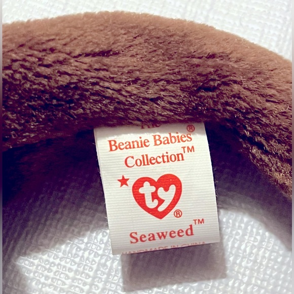 NWT TY Beanie Baby - SEAWEED the Otter Stuffed Toy (6 inch) Brown W/ Tags 1995 - Picture 8 of 13